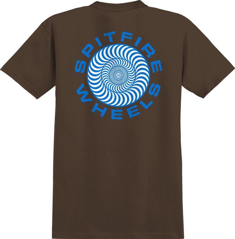 Spitfire Classic 87 Swirl Dark Chocolate/blue Ss L - Skateboard Tshirt