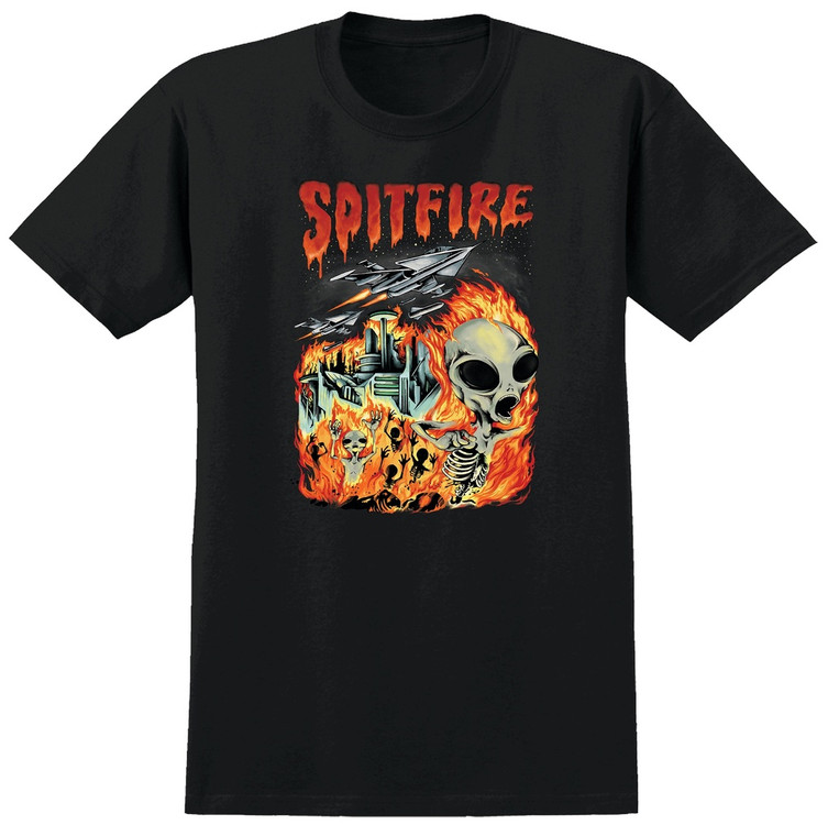 Spitfire Invasion Black Ss M - Skateboard Tshirt