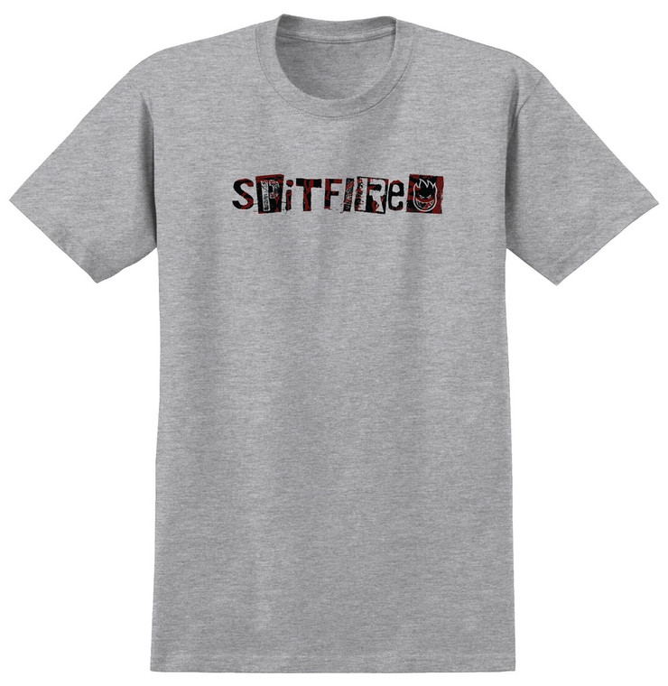 Spitfire Ransom Fill Heather Grey Ss L - Skateboard Tshirt