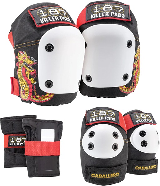 187 - 6-pack Pad Set (pre-k)-caballero Dragon Blk - Skateboard Pads