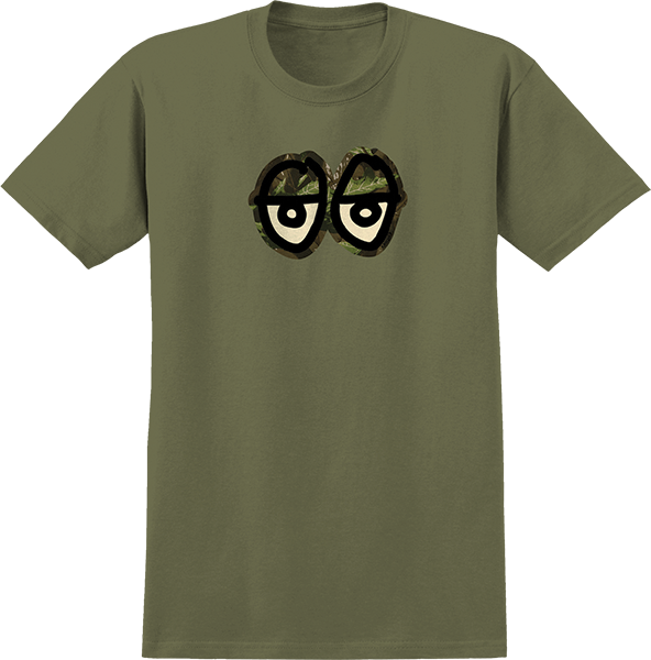 Krooked - Eyes Camo Ss S-military Green - Skateboard Tshirt