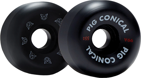 Pig - Conical 55mm 99a Black - Skateboard Wheels (Set Of Four)