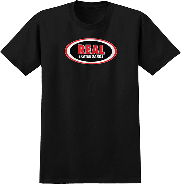 Real - Oval Ss M-black/black Tonal - Skateboard Tshirt
