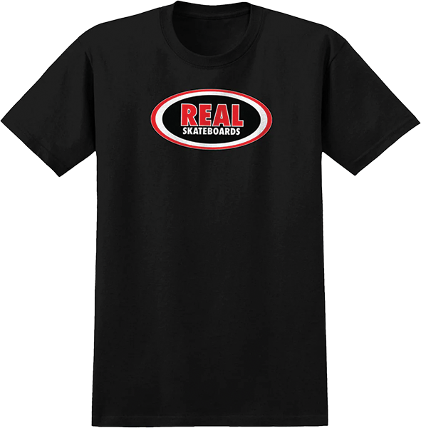 Real - Oval Ss Xl-black/black Tonal - Skateboard Tshirt