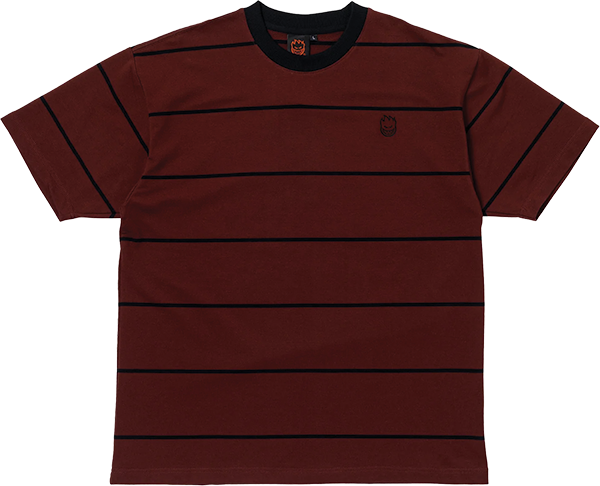 Spitfire - Bighead Emb Stripe Ss Xl-burgundy/blk - Skateboard Tshirt