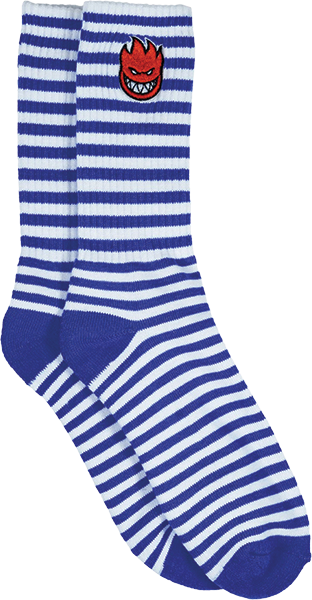 Spitfire - Bighead Fill Stripe Emb Crew Sock Blue/white - Skateboard Socks