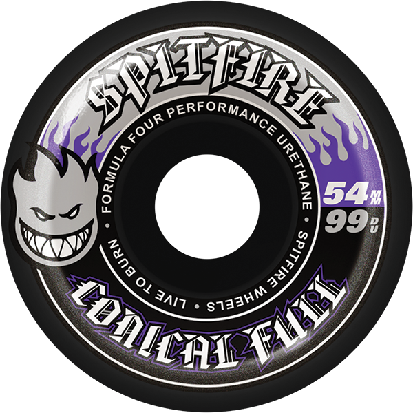 Spitfire - F4 99a Conical Full 54mm Blk W/sil/pur - Skateboard Wheels (Set Of Four)