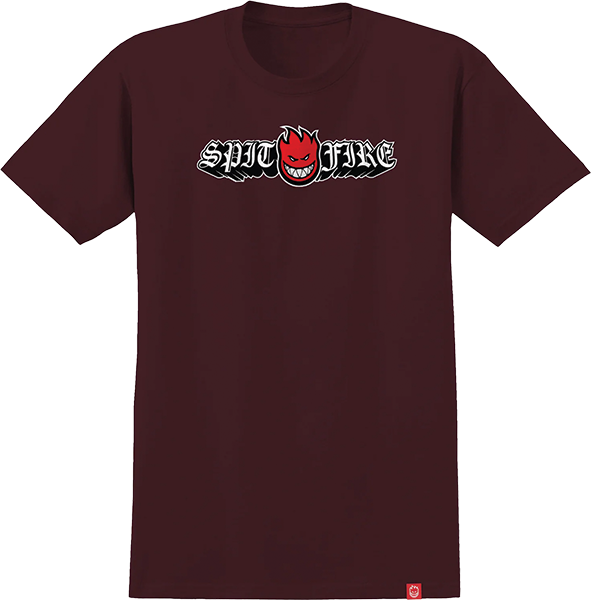 Spitfire - Old E Drop Bighead Ss Xl-burgundy/red/blk/wht - Skateboard Tshirt