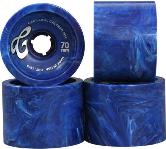Cadillac Cruisers Blue Marble 70mm 80a (set Of 4) - Skateboard Wheels