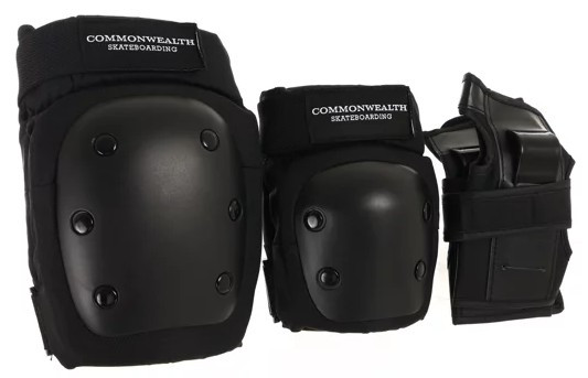 Commonwealth 3 Pack Black Pad Set Xl - Skateboard Pads