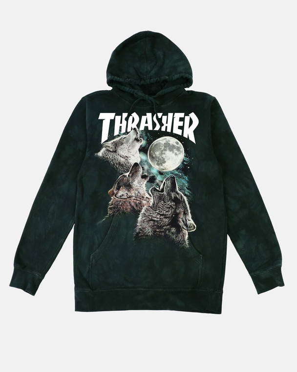 Thrasher X Mountain Wolves Treated Black Hd/swt L - Skateboard Sweatshirt