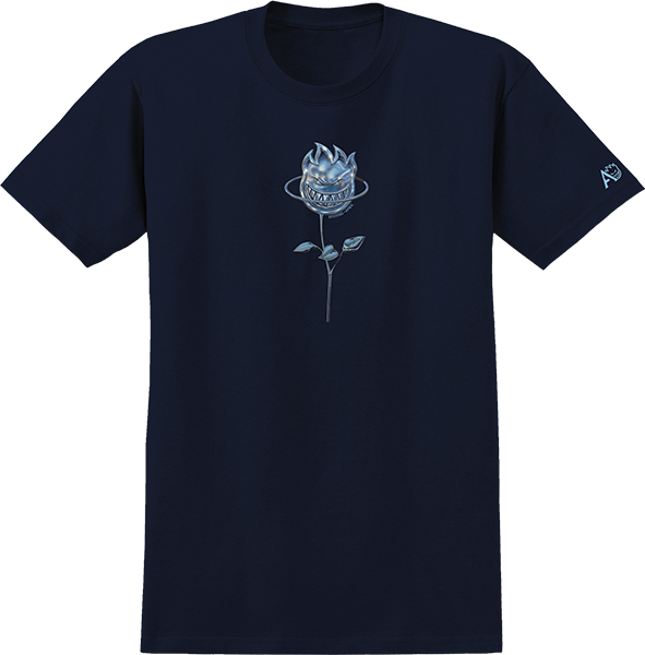 Sf April Bighead Rose Ss L-navy - Skateboard Tshirt