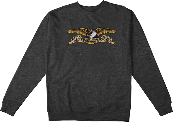 Ah Eagle Crew/swt S-charcoal Heather/black - Skateboard Sweatshirt