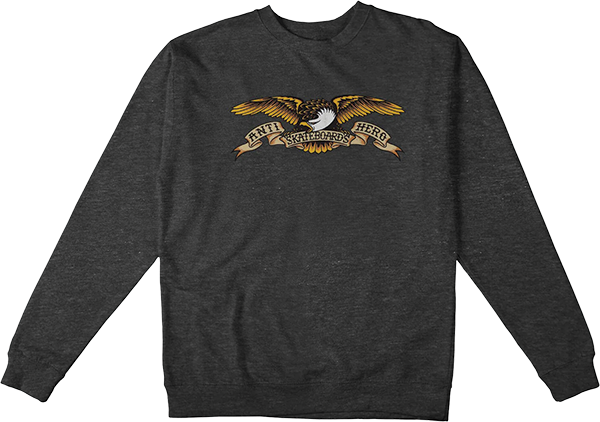 Ah Eagle Crew/swt L-charcoal Heather/black - Skateboard Sweatshirt