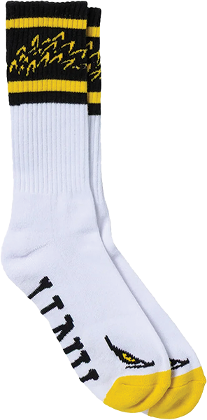 Ah Eagle Calf Sock White/black/yellow - Skateboard Socks