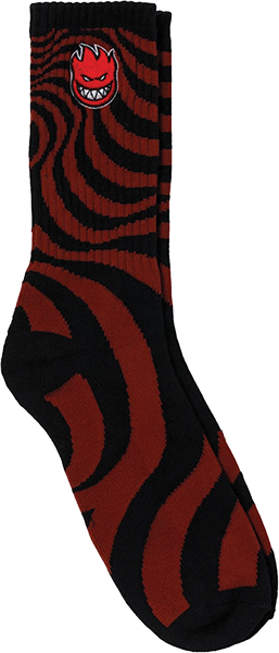 Sf Bighead Fill Swirl Crew Sock Dk.red/black - Skateboard Socks