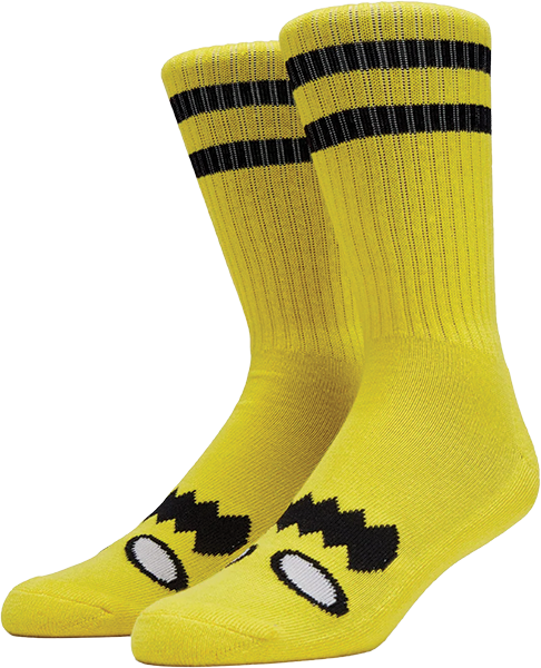 Tm Monster Face Crew Sock Yellow - Skateboard Socks