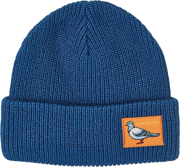 Ah Lil Pigeon Label Cuff Beanie Osfm-navy/orange - Skateboard Beanie