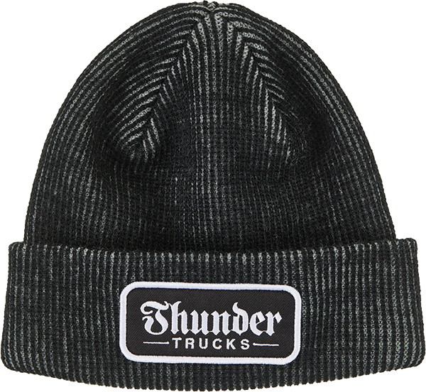 Thunder Script Cuff Beanie Grey/black/white - Skateboard Beanie