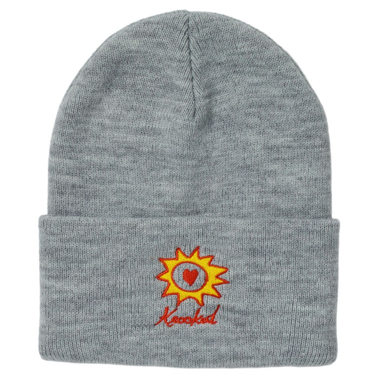 Krooked Sun Heart Cuff Beanie Grey - Skateboard Beanie