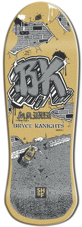 Madrid Bryce Kanights Skateboarding Hall Of Fame Gold Reissue Shaped Deck 10.00 X 30.00 - Skateboard Deck