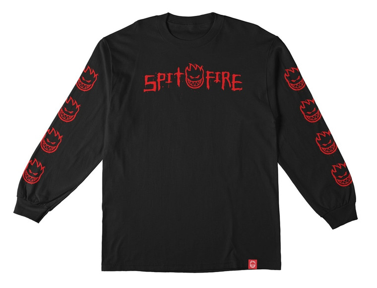 Spitfire Rough Scribble Bighead Sleeve Black/red Ls Xl