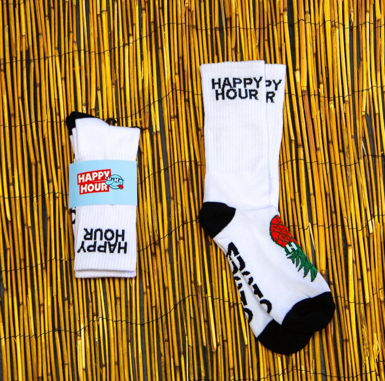 Happy Hour Mucho Relaxo Socks White/black - Skateboard Socks