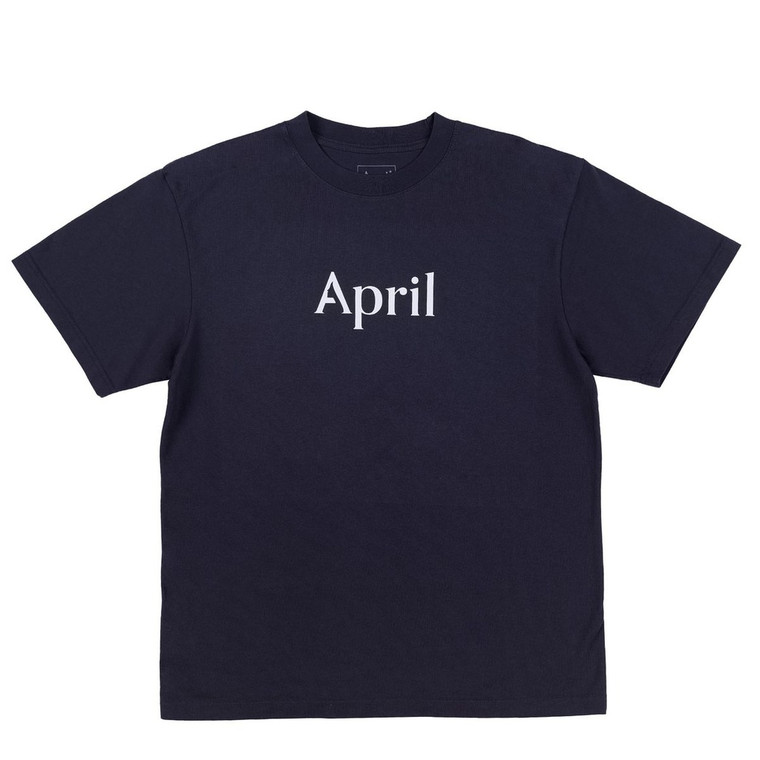 April Og Logo Navy Ss L - Skateboard Tshirt