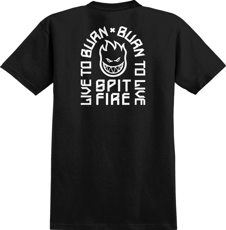 Spitfire Ltb Arch Ii Black/white Ss L - Skateboard Tshirt