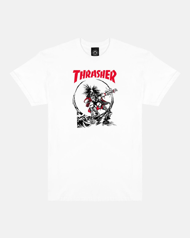 Thrasher Outlaw 2-tone White Ss M - Skateboard Tshirt