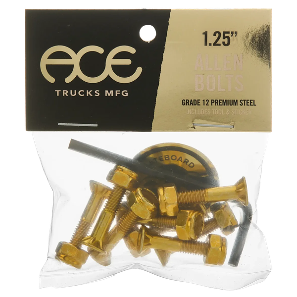 Ace Trucks - 1.25" Allen Hardware Set Gold - Skateboard Hardware