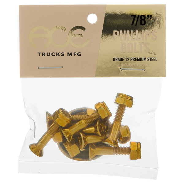 Ace Trucks - 7/8" Phillips Hardware Set Gold - Skateboard Hardware