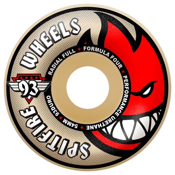 Spitfire - F4 93a Rad Full 54mm Nat - Skateboard Wheels (Set Of Four)