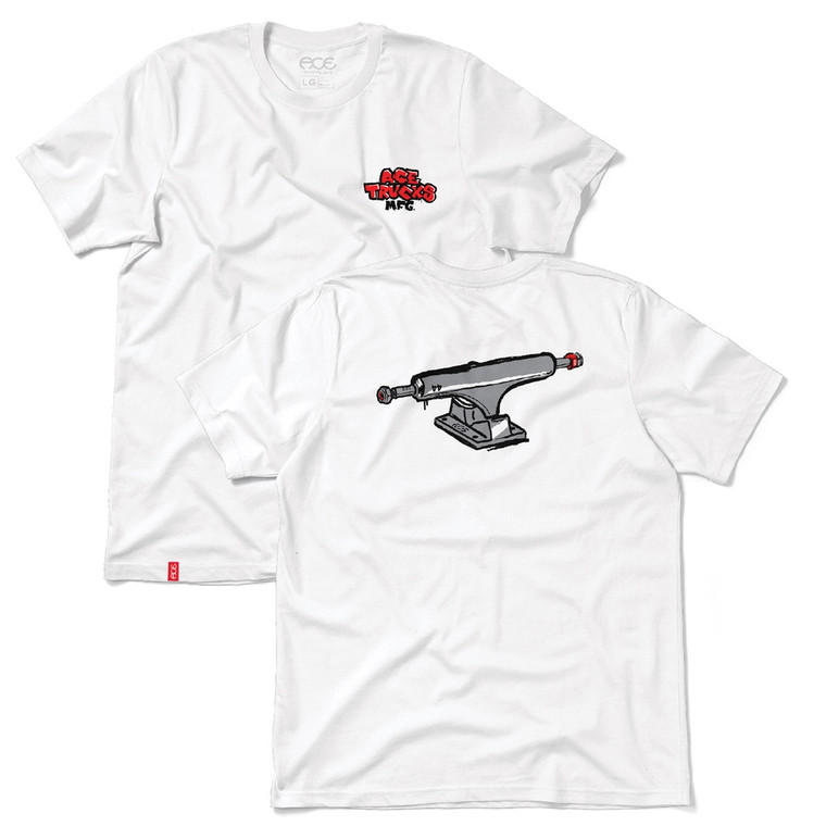 Ace Sketch White Ss L - Skateboard Tshirt