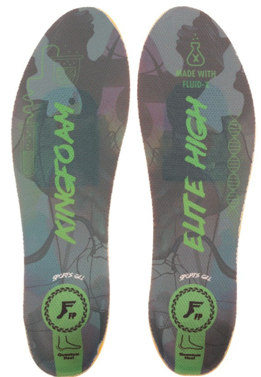 Footprint Kingfoam Elite Quantum Heel Infinity Foam Grey Camo/green High 5mm Toe/10mm Heel Insoles Medium (5-10.5)