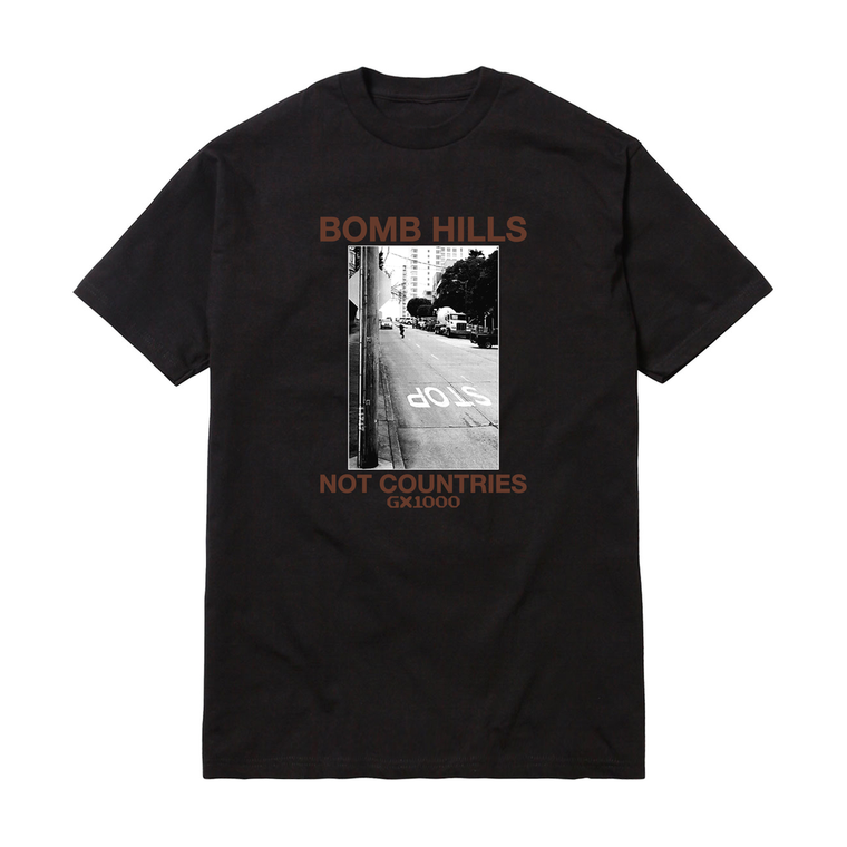 Gx1000 Bomb Hills Not Countries Black/brown Ss Xl - Skateboard Tshirt