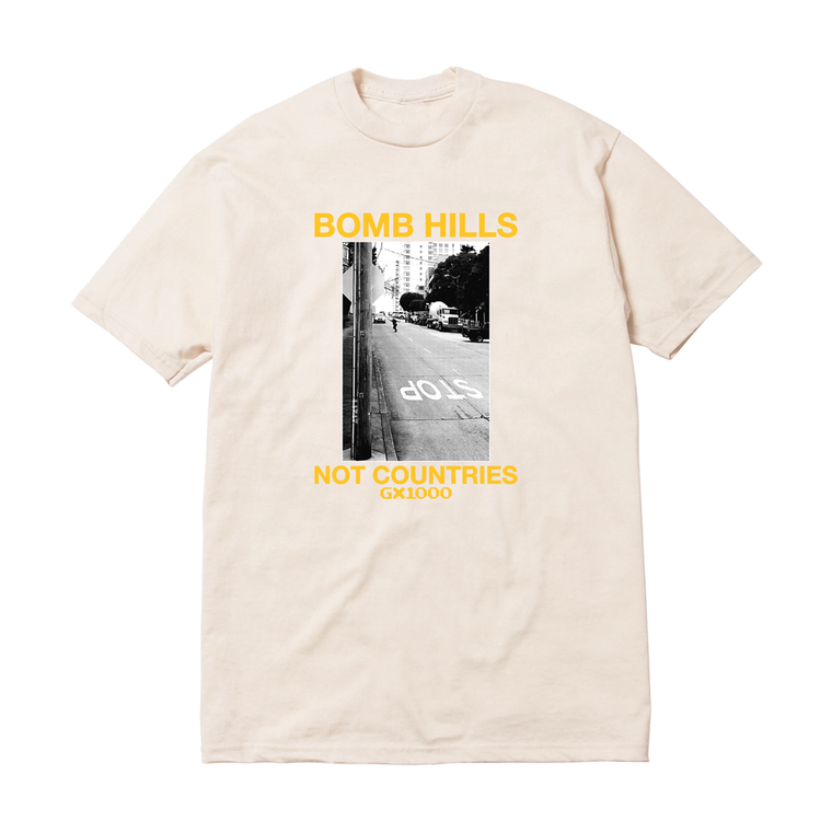 Gx1000 Bomb Hills Not Countries Off White/yellow Ss Xxl - Skateboard Tshirt