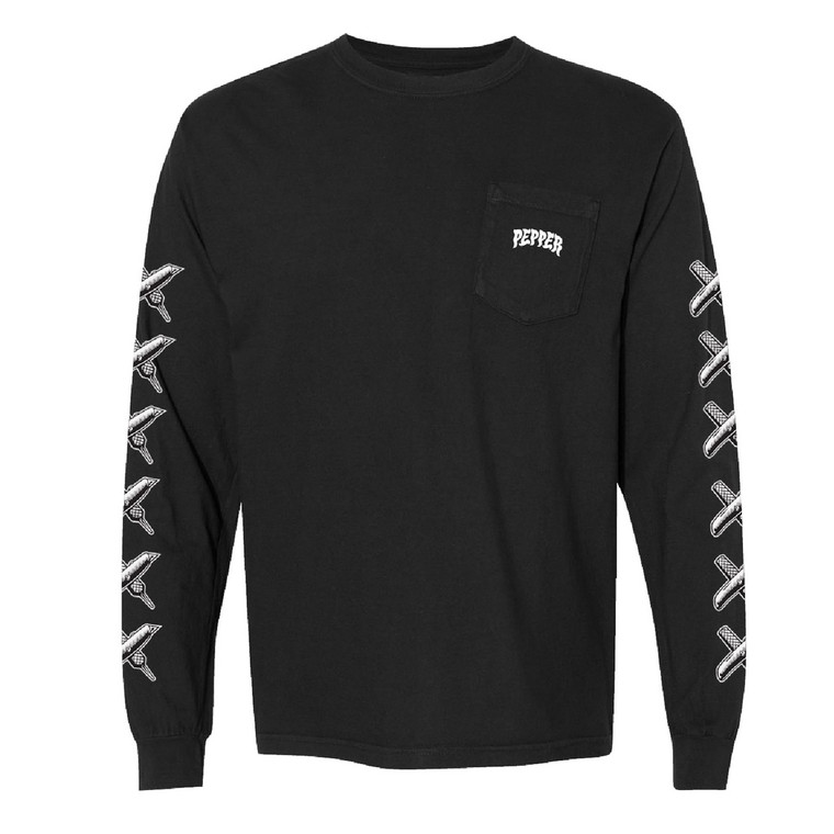 Pepper Knife Logo Black Ls Xl - Skateboard Shirt