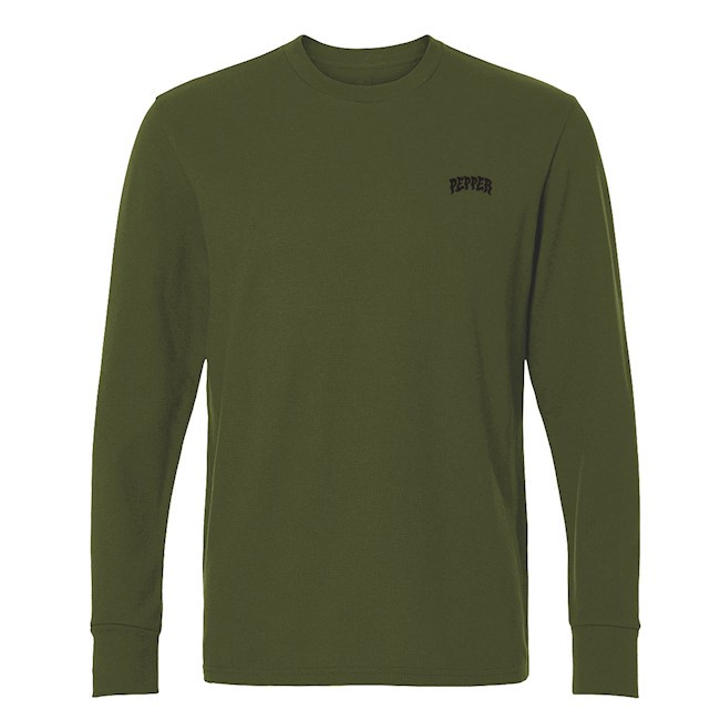 Pepper Logo Thermal Green Ls L - Skateboard Shirt