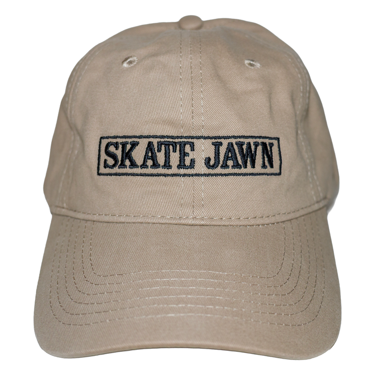 Skate Jawn Cover Box 6 Panel Hat Khaki - Skateboard Hat