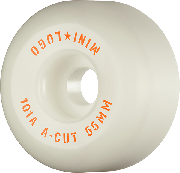 Mini Logo - Logo A - Cut 55mm 101a White Ppp - (Set of Four) Skateboard Wheels