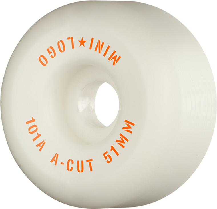 Mini Logo - Logo A - Cut 51mm 101a White Ppp - (Set of Four) Skateboard Wheels