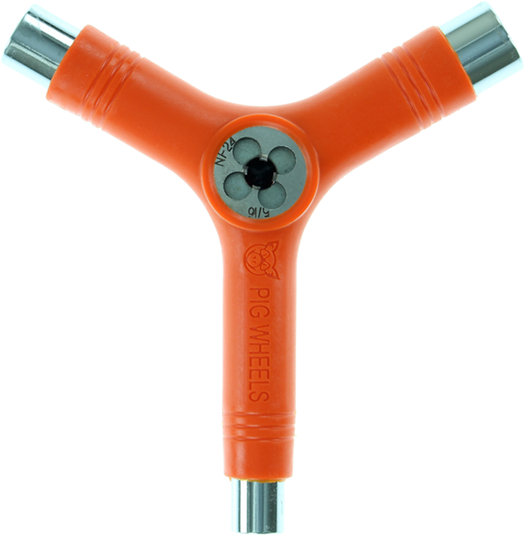 Pig - Skate Tool - Neon Orange Tri - Socket / Threader - Skateboard Tool