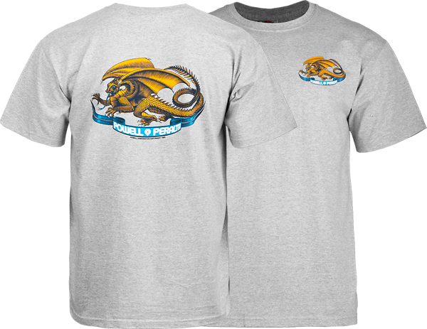 Powell Peralta - Oval Dragon Ss S - Heather Grey - Skateboard Tshirt