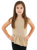 Girls Sleeveless Top Tank - Attached Ruffled Peplum