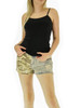 Shorts -  Women's Stressed Denim with Camo Front Pocket Shorts 