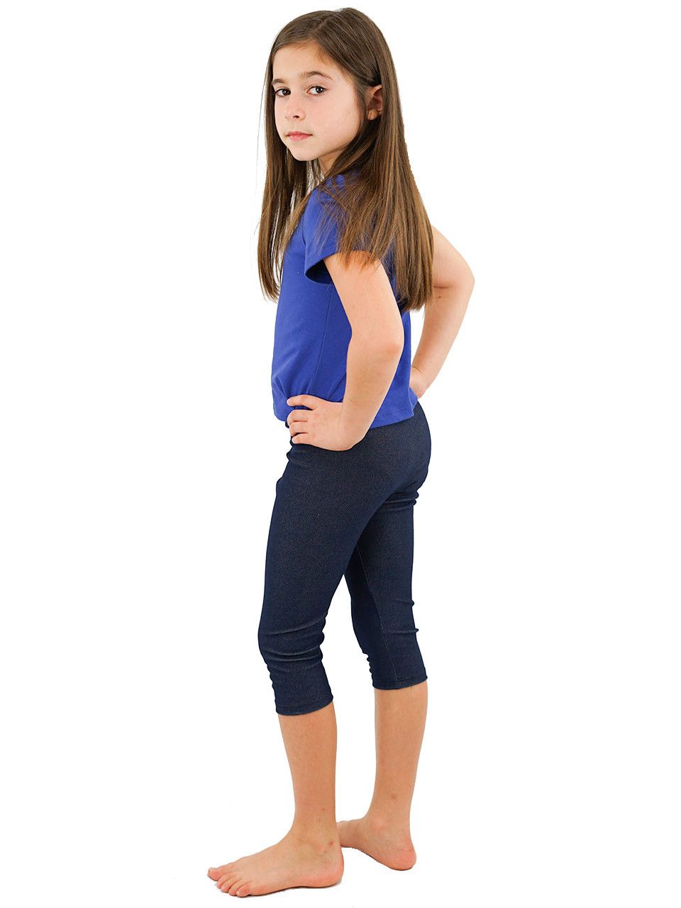 Capri Leggings - Girls, Knit Denim