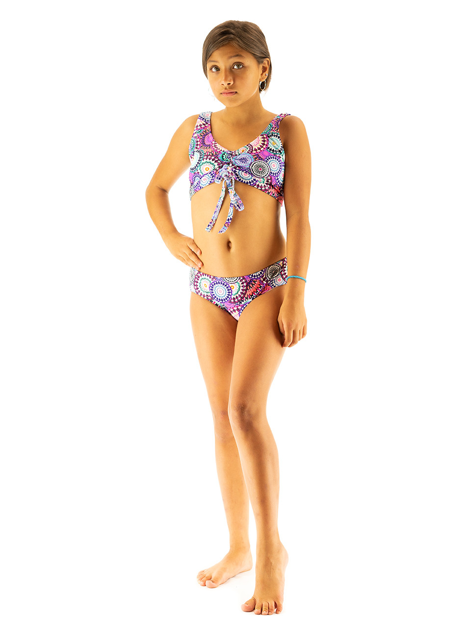 Children Swimsuits - Girls Two Piece Bathing Suit-Tie Front - VF-Sport