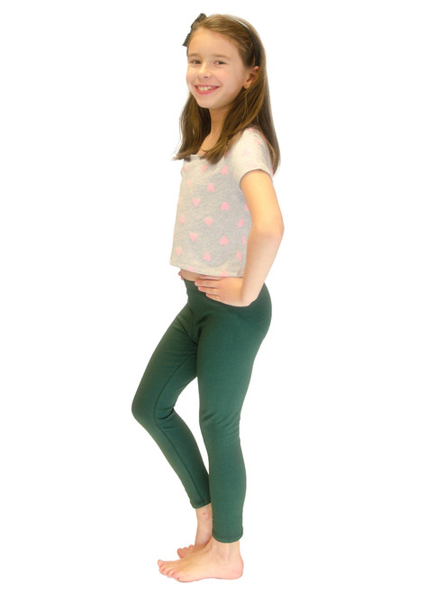 Girls Green Tights Plain Warm Cotton Rich 3 Pairs