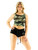 Crop Top - Sleeveless Army Camouflage Print  (Junior and Junior Plus Sizes)